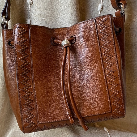 Brighton Interlock Brown Pebbled leather Bucket Shoulder handbag - Picture 1 of 6